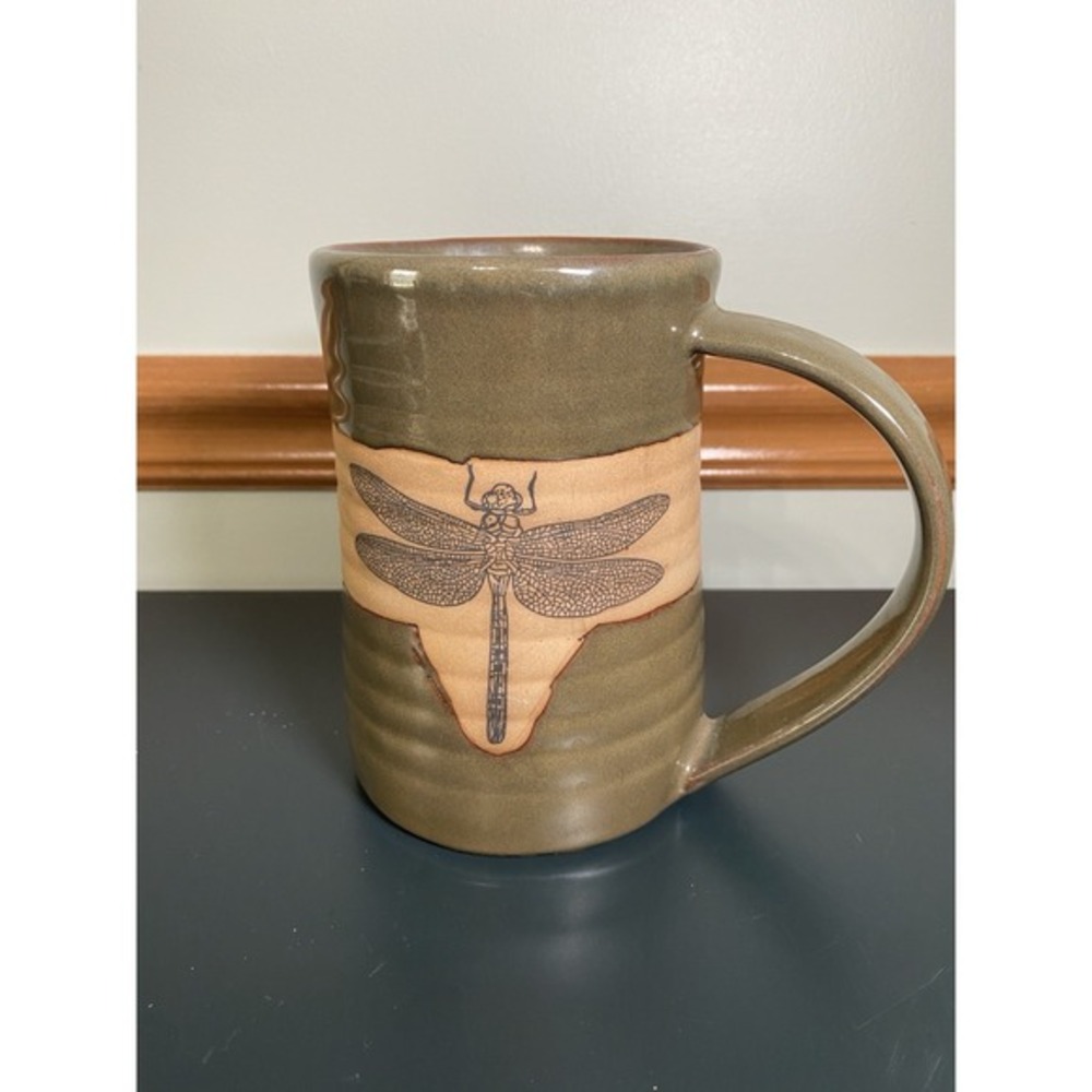 Always Azul Pottery Large‎ Mug Green Dragonflies Dragonfly Colorado